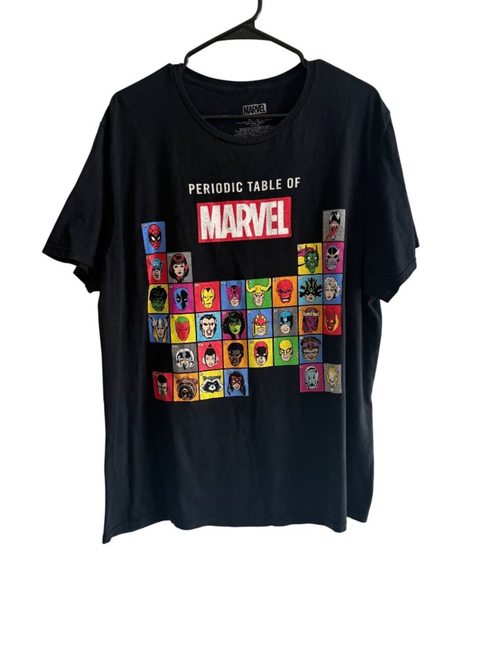 Marvel Periodic Table Graphic Tee Black Comic Book Superhero Streetwear Mens XL